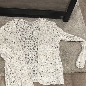 Pierre Cardin White Crochet Cardigan